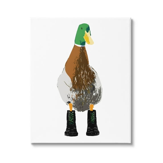 Stupell Industries Mallard Duck Wearing Boots Portrait Graphic Art Gallery Wrapped Canvas Print Wall Art, Design by Kamdon Kreations