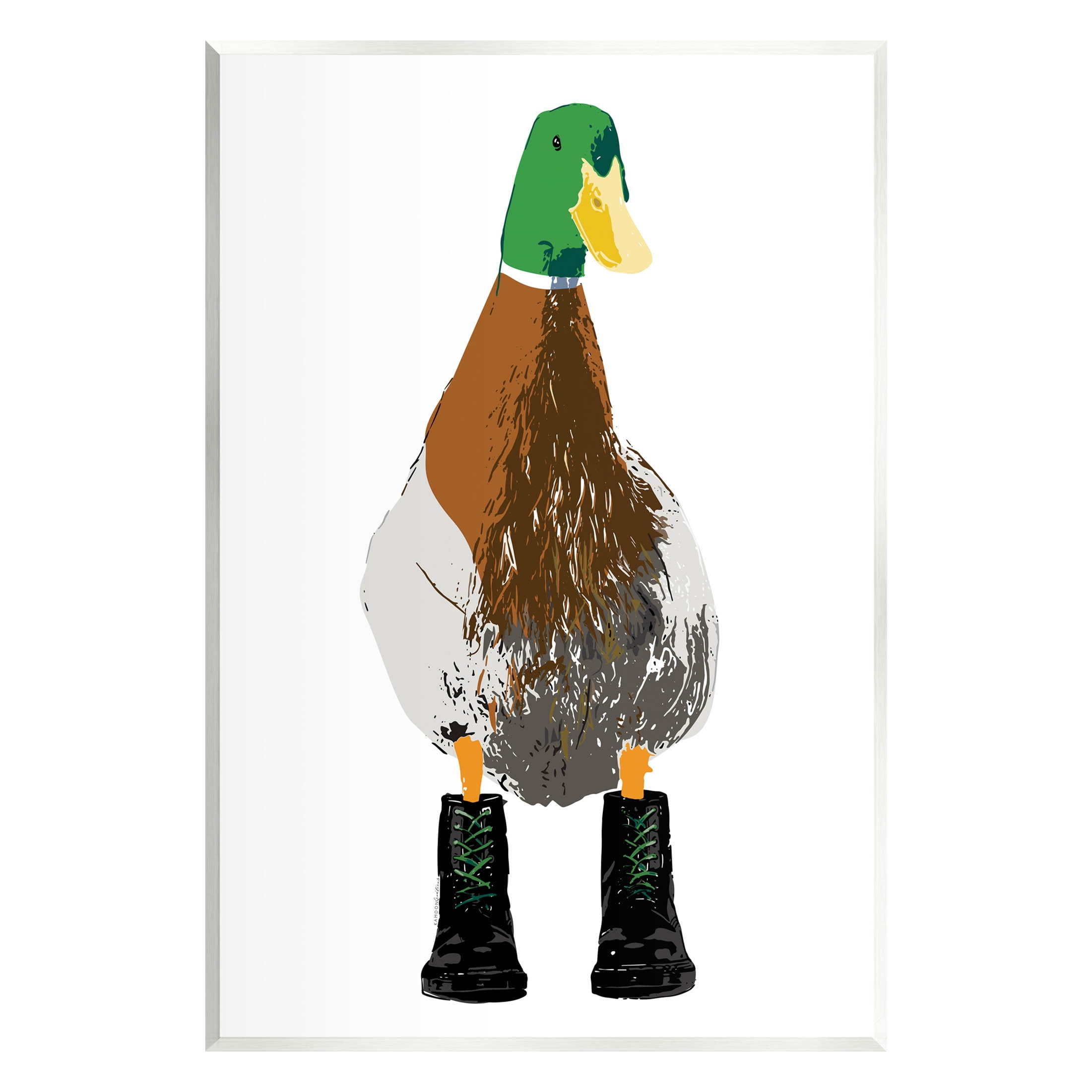 Stupell Industries Mallard Duck Wearing Boots Portrait Graphic Art Unframed Art Print Wall Art, Design by Kamdon Kreations