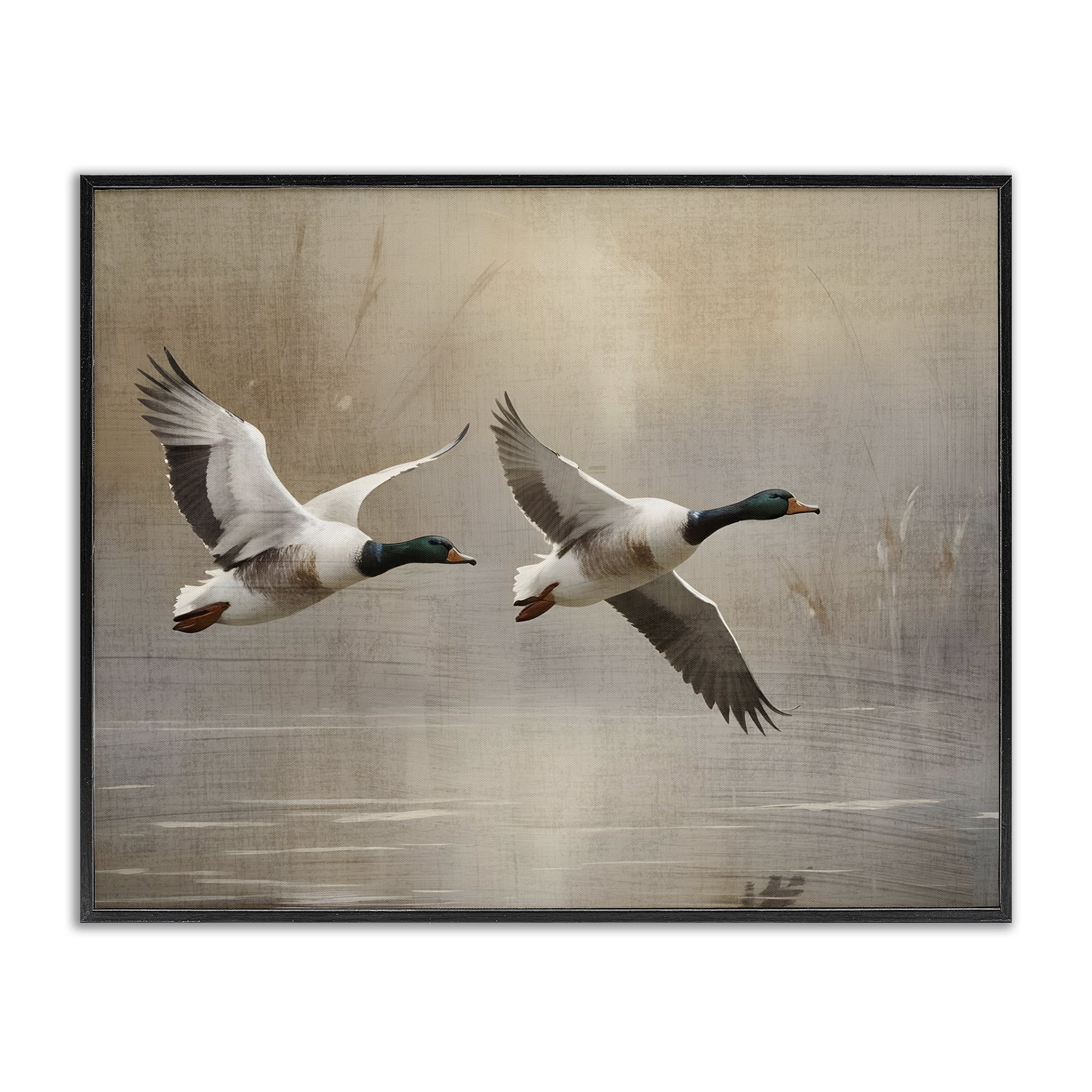 Stupell Industries Mallard Ducks over Pond Black Framed Giclee Art, design by Susan Arnot