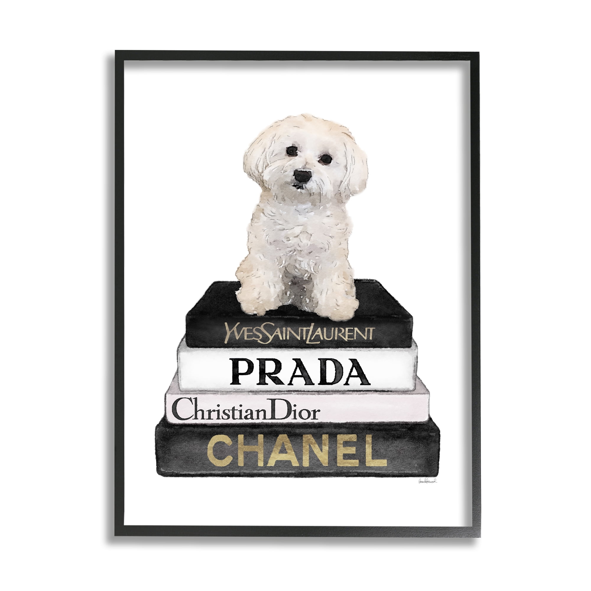 Stupell Industries Maltese Dog Glam Pet Fashion Bookstack ,11 x 14, Design by Amanda Greenwood