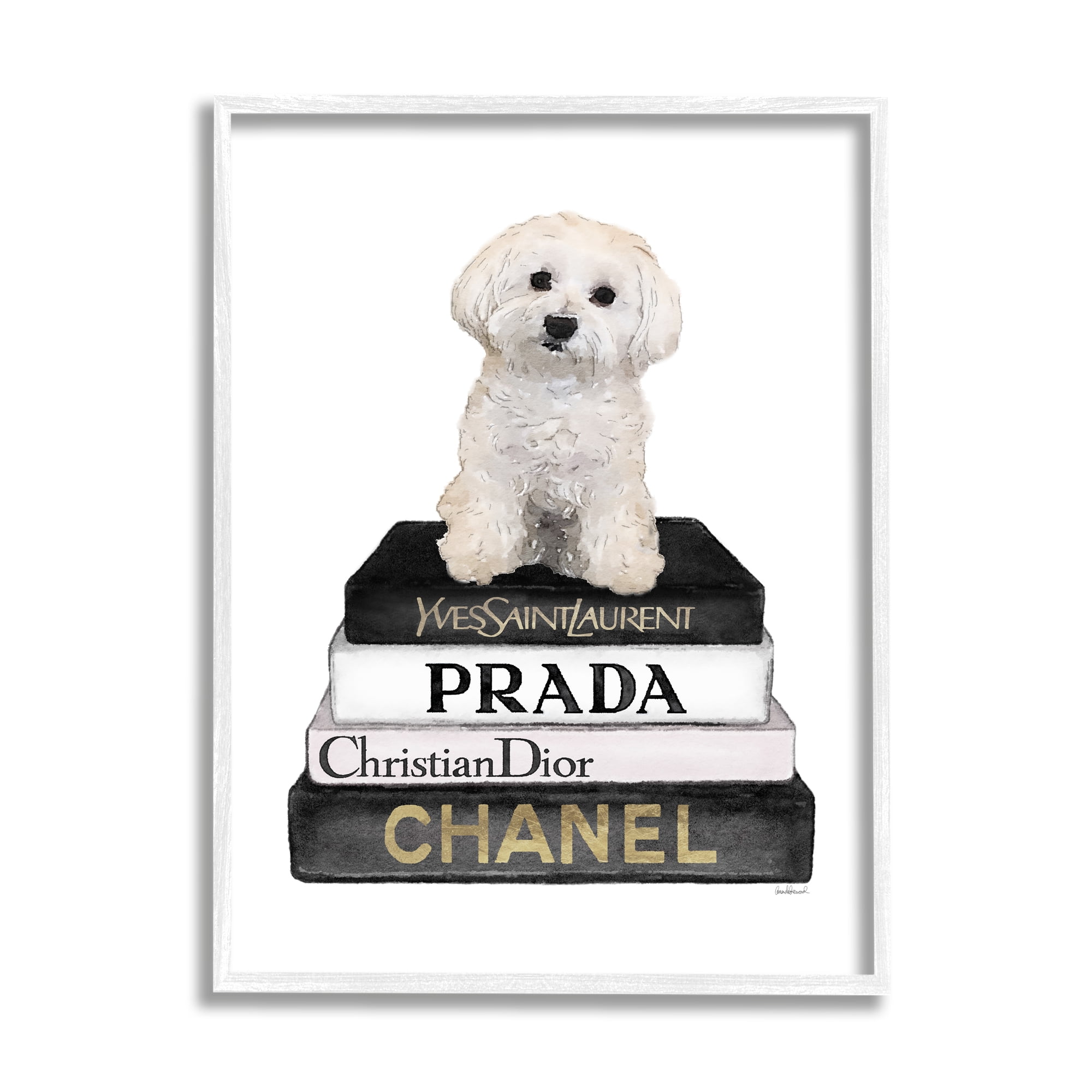 Stupell Industries Maltese Dog Glam Pet Fashion Bookstack ,11 x 14, Design by Amanda Greenwood