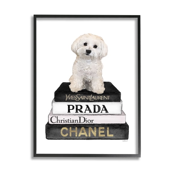 Stupell Industries Maltese Dog Glam Pet Fashion Bookstack ,16 x 20, Design by Amanda Greenwood