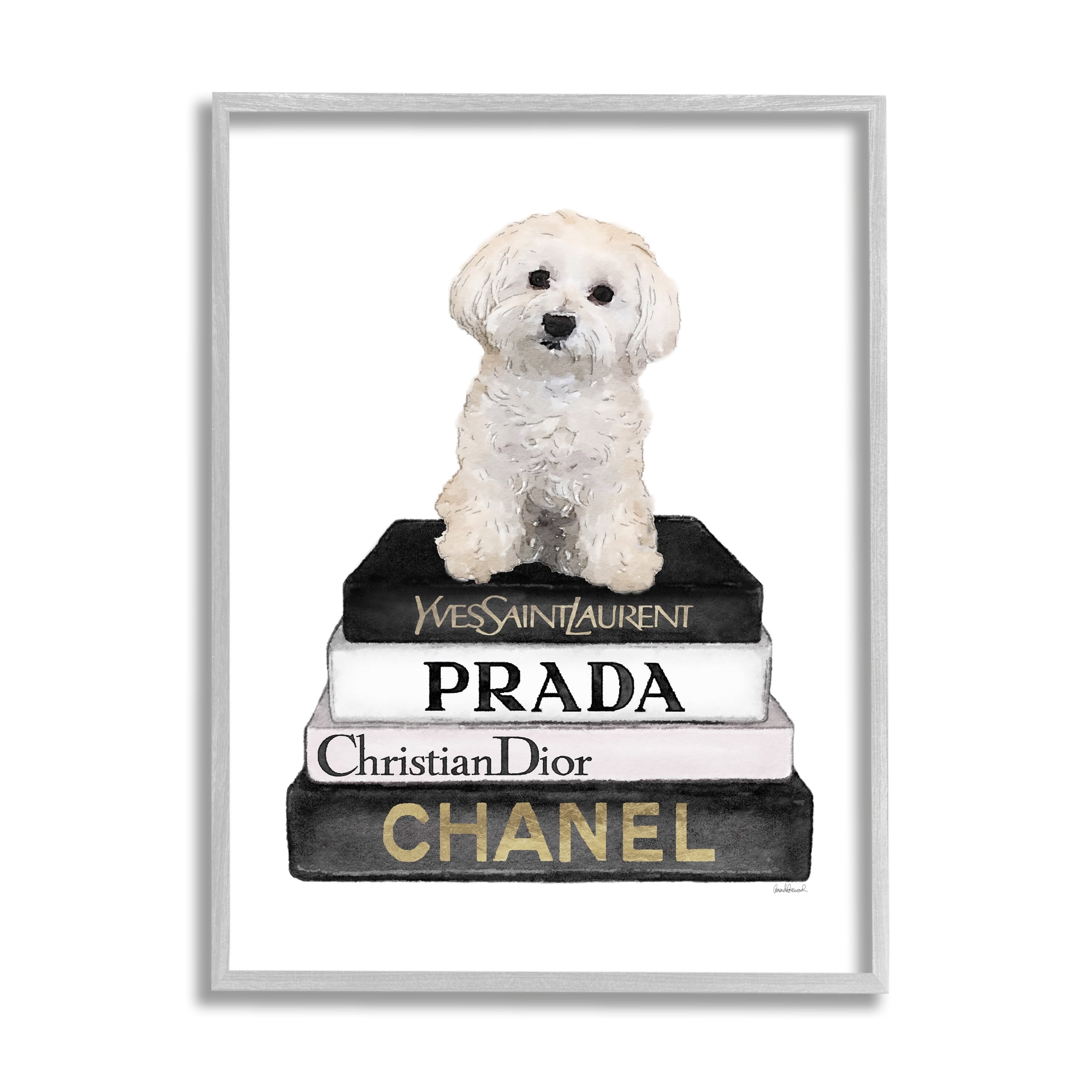 Stupell Industries Maltese Dog Glam Pet Fashion Bookstack ,24 x 30, Design by Amanda Greenwood
