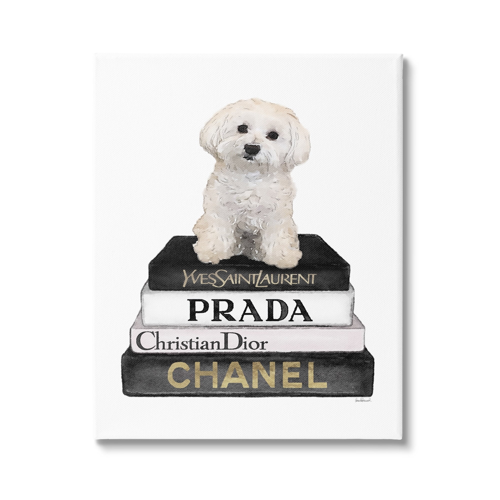 Stupell Industries Maltese Dog Glam Pet Fashion Bookstack ,36 x 48, Design by Amanda Greenwood
