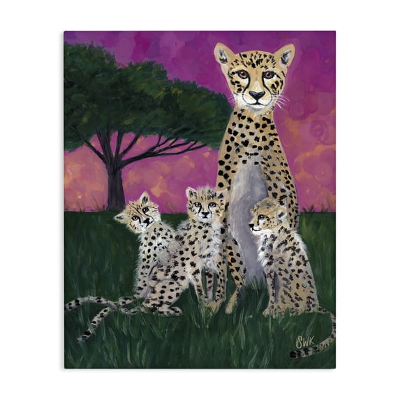 Stupell Industries Eclectic Mama Cheetah & Her Cubs Canvas Art, 16 x 20, by Sarah Waldron Kimball