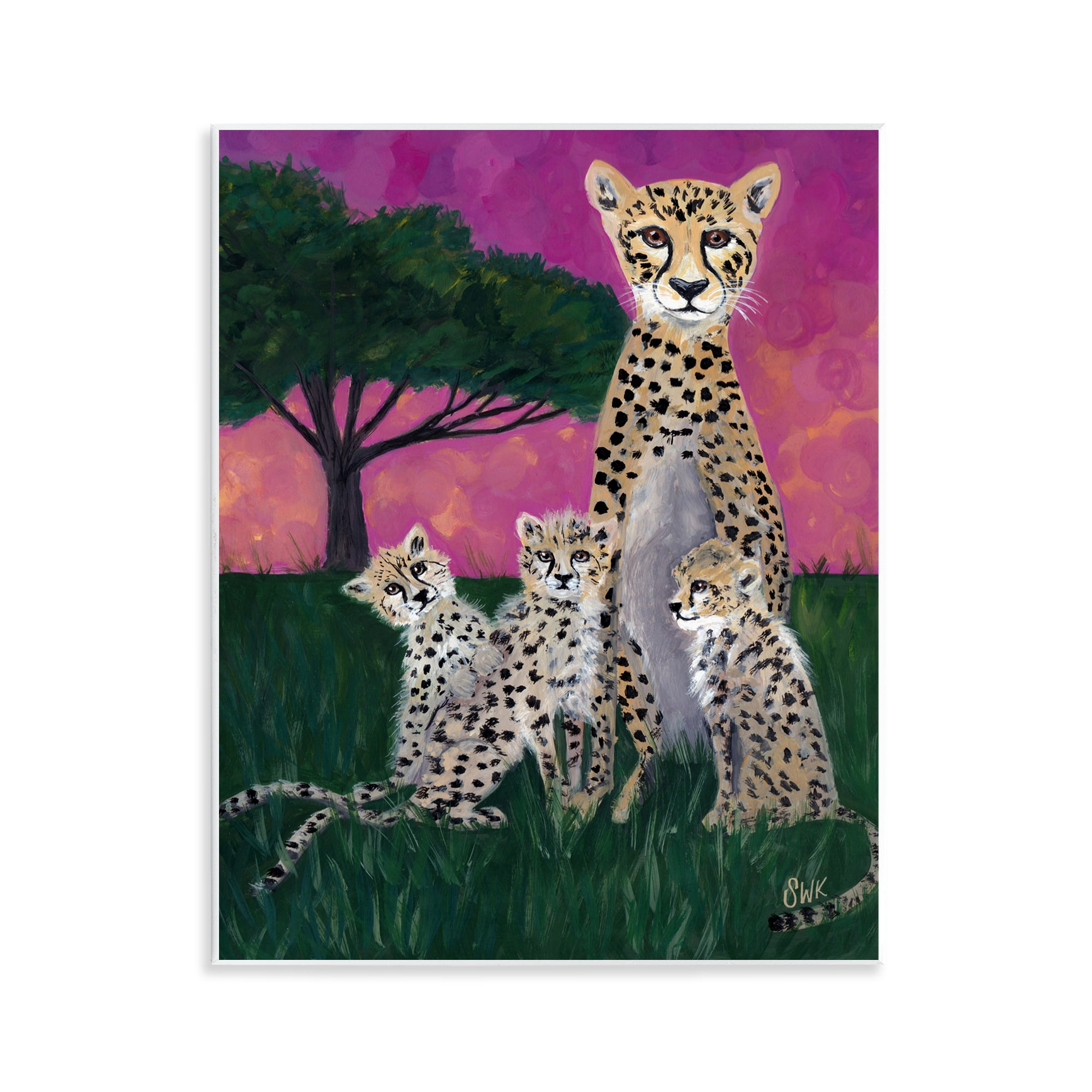 Stupell Industries Mama Cheetah & Her Cubs Wall Plaque Art, design by Sarah Waldron Kimball