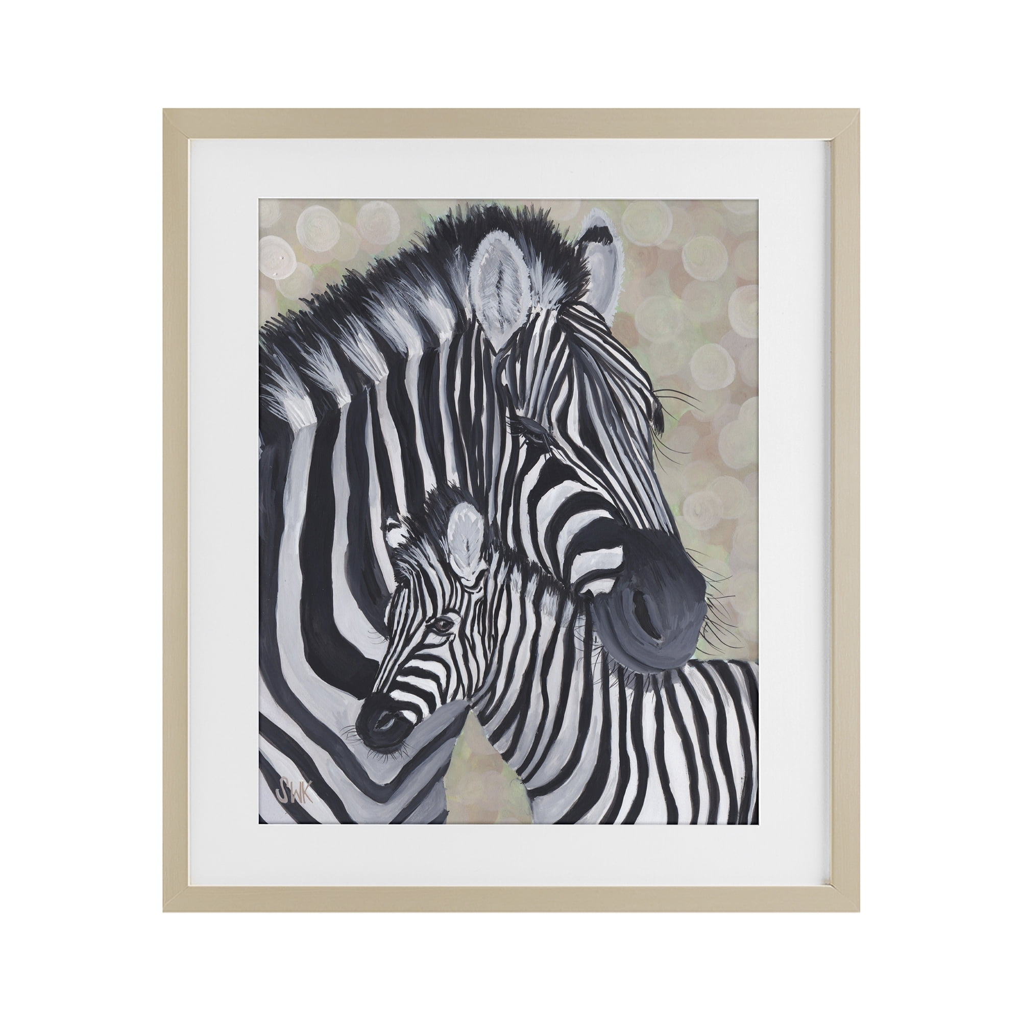 Stupell Industries Mama Zebra & Her Foal Birch Framed Print Under Glass, design by Sarah Waldron Kimball