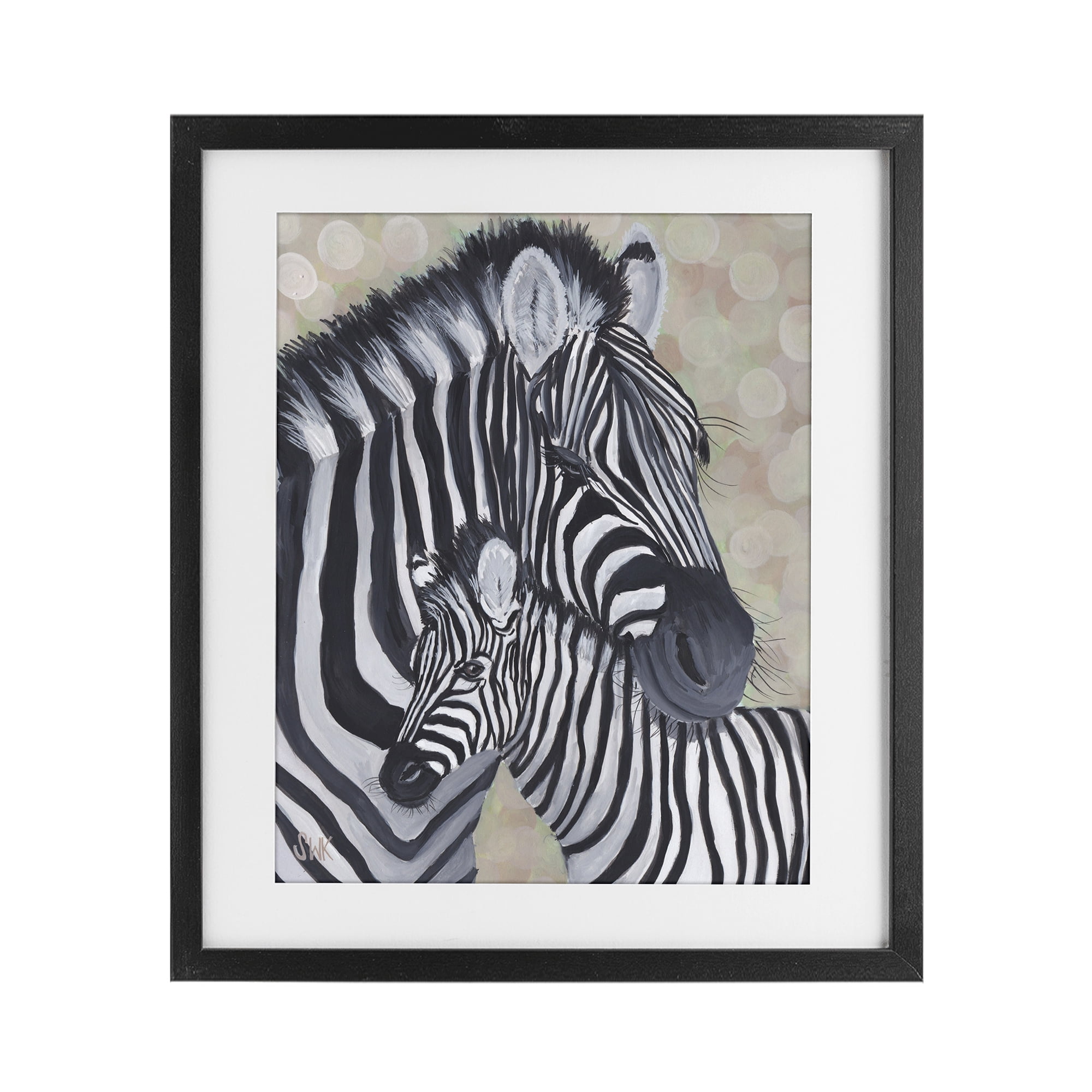 Stupell Industries Mama Zebra & Her Foal Black Framed Print Under Glass, design by Sarah Waldron Kimball