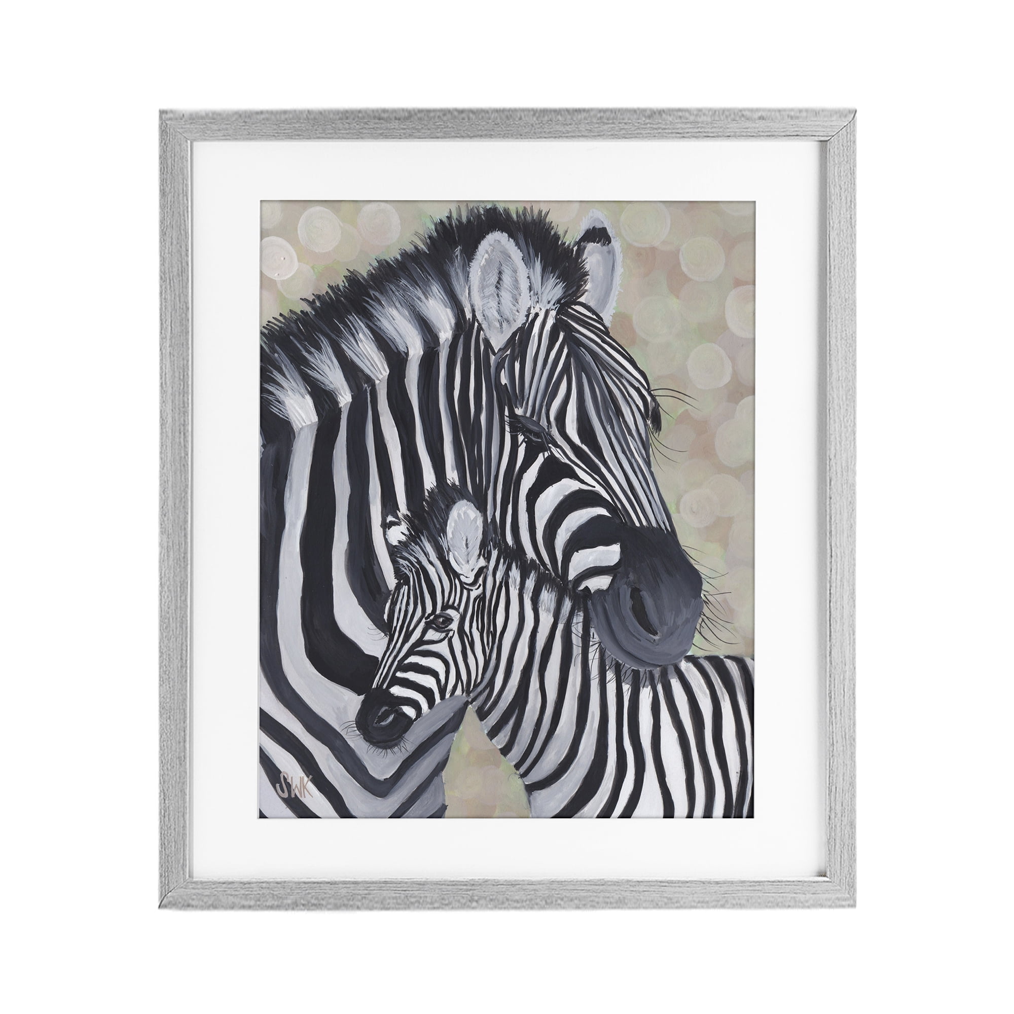 Stupell Industries Mama Zebra & Her Foal Gray Framed Print Under Glass, design by Sarah Waldron Kimball