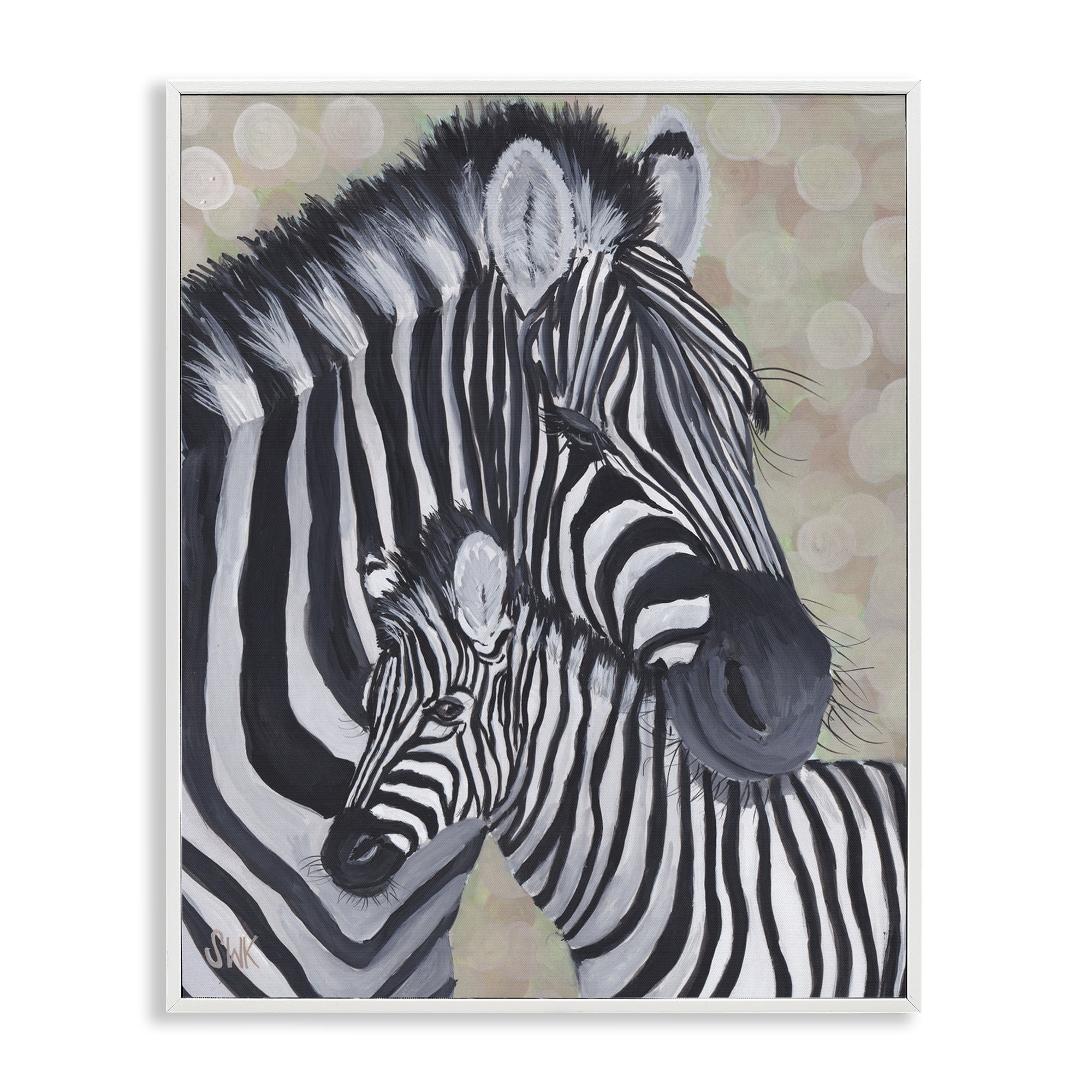 Stupell Industries Mama Zebra & Her Foal White Framed Giclee Art, design by Sarah Waldron Kimball