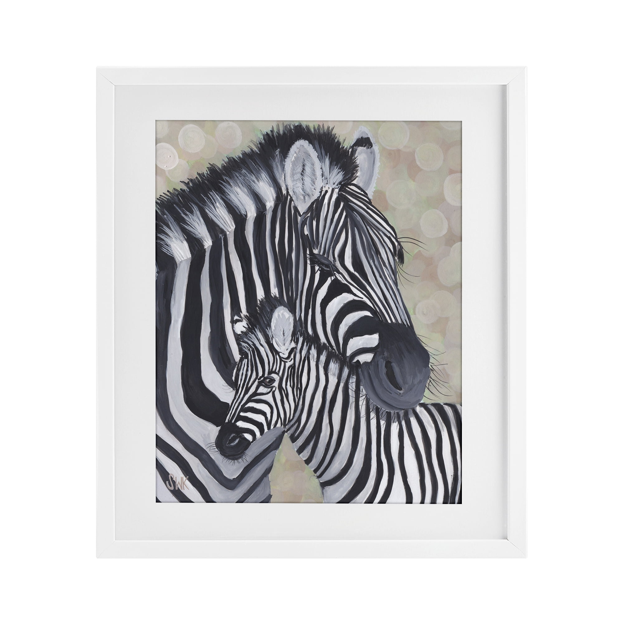 Stupell Industries Mama Zebra & Her Foal White Framed Print Under Glass, design by Sarah Waldron Kimball