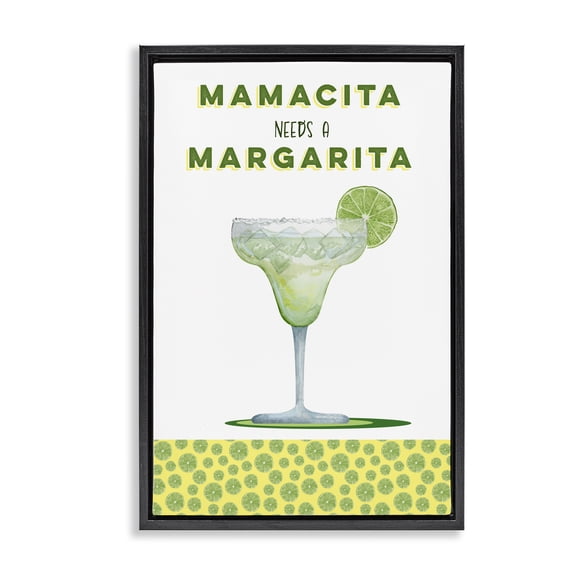 Stupell Industries Mamacita Needs Margarita Black Framed Floater Canvas Wall Art design by Brett Blumenthal, 25 x 17