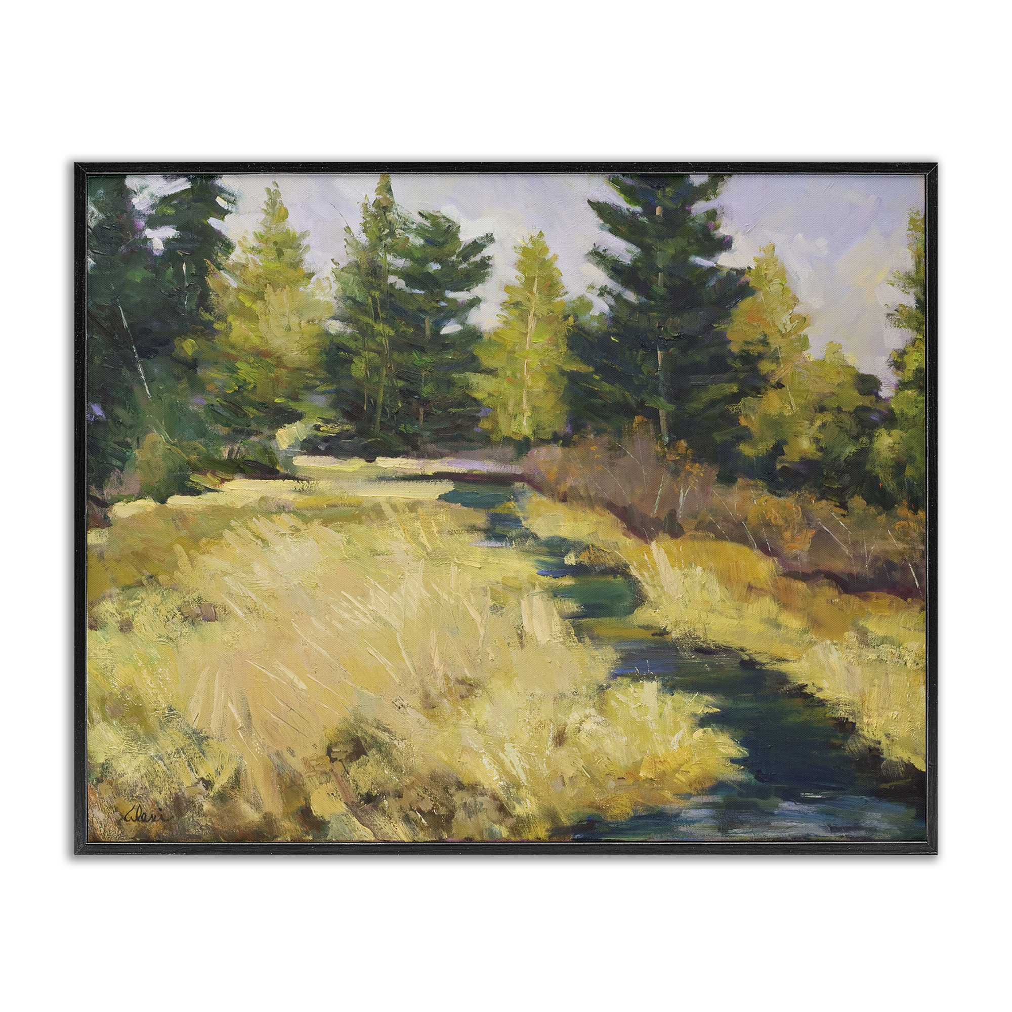 Stupell Industries Mammoth Creek Landscape Landscape & Nature Painting Black Framed Art Print Wall Art, 20 x 16