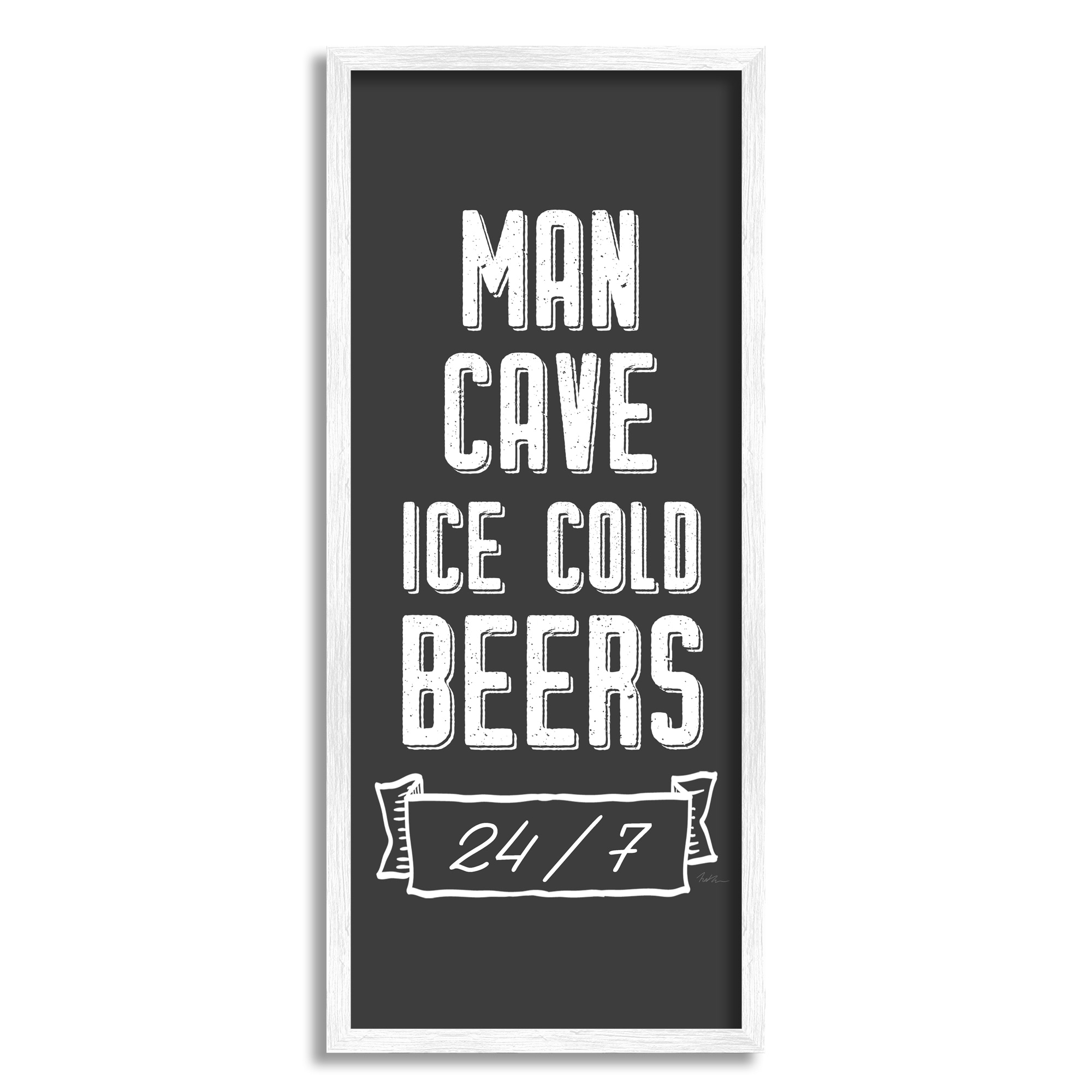 Stupell Industries Man Cave Ice Cold Beers 24/7 Retro Sign, 13 x 30, Design by Natalie Carpentieri