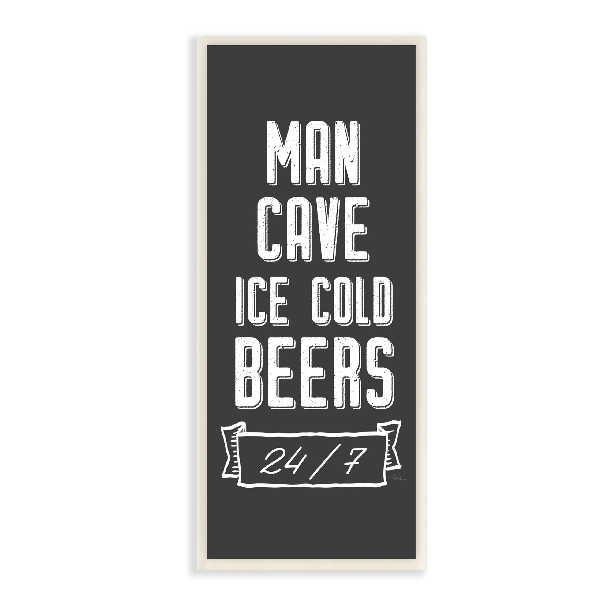 Stupell Industries Man Cave Ice Cold Beers 24/7 Retro Sign, 7 x 17, Design by Natalie Carpentieri