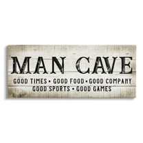 Stupell Industries Man Cave Rustic Grain Pattern Typography Sign Graphic Art Gallery Wrapped Canvas Print Wall Art, Design by CAD Designs