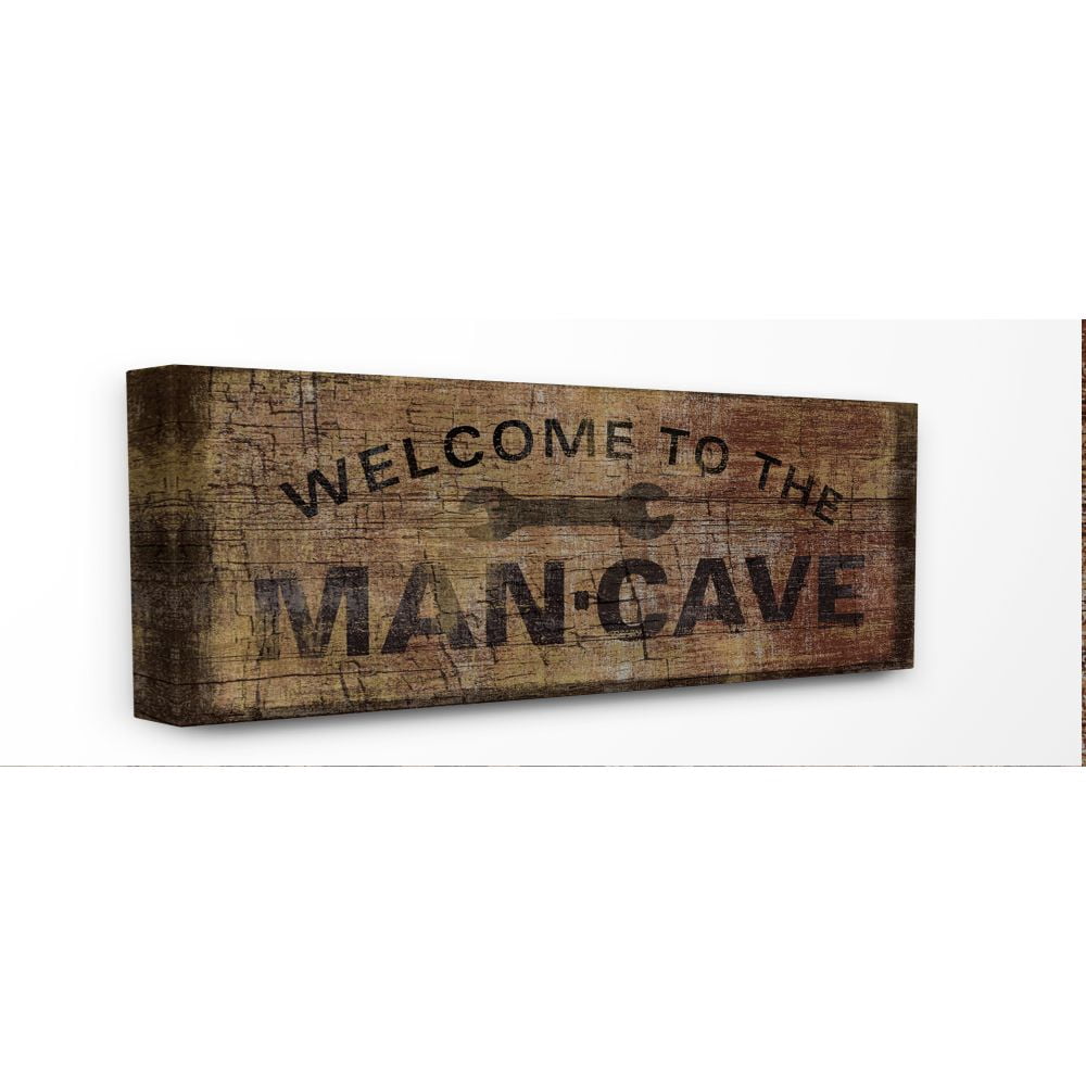 Stupell Industries Man Cave Tools Modern Textured Wood Word Design Canvas Wall Art by Art Licensing Studio