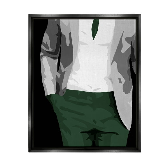 Stupell Industries Man In Suit Trendy Fashion Graphic Art Jet Black Floating Framed Canvas Print Wall Art, Design by Beth Ann Lawson