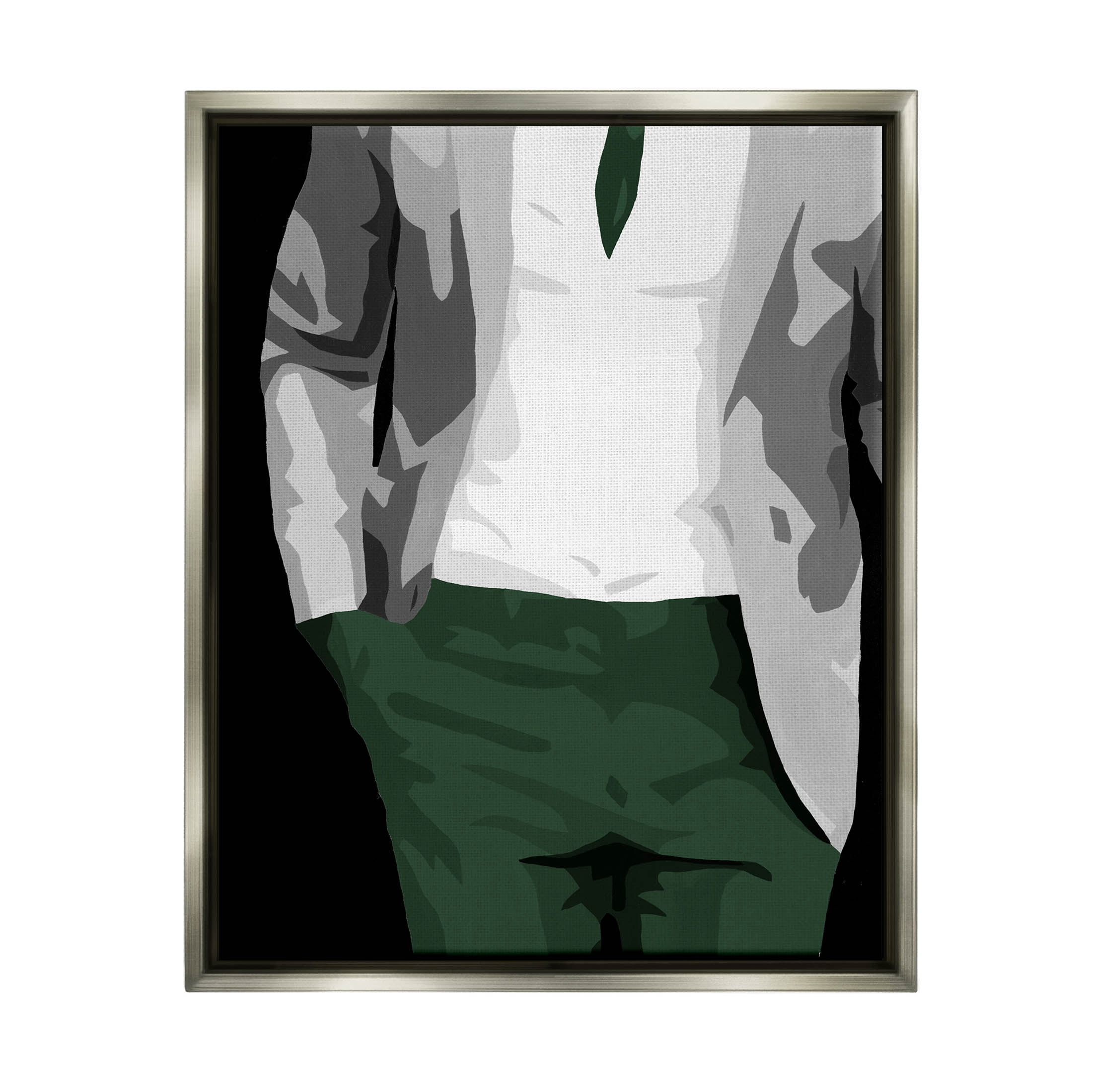 Stupell Industries Man In Suit Trendy Fashion Graphic Art Luster Gray Floating Framed Canvas Print Wall Art, Design by Beth Ann Lawson