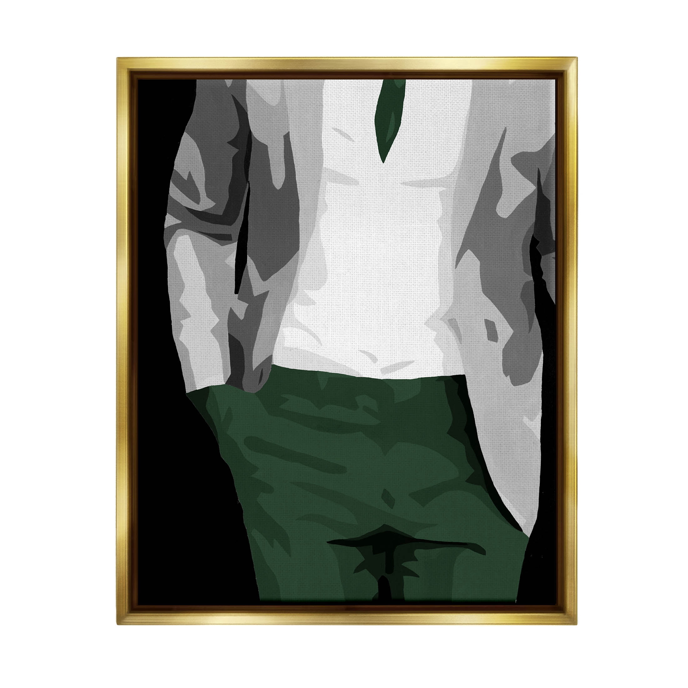 Stupell Industries Man In Suit Trendy Fashion Graphic Art Metallic Gold Floating Framed Canvas Print Wall Art, Design by Beth Ann Lawson