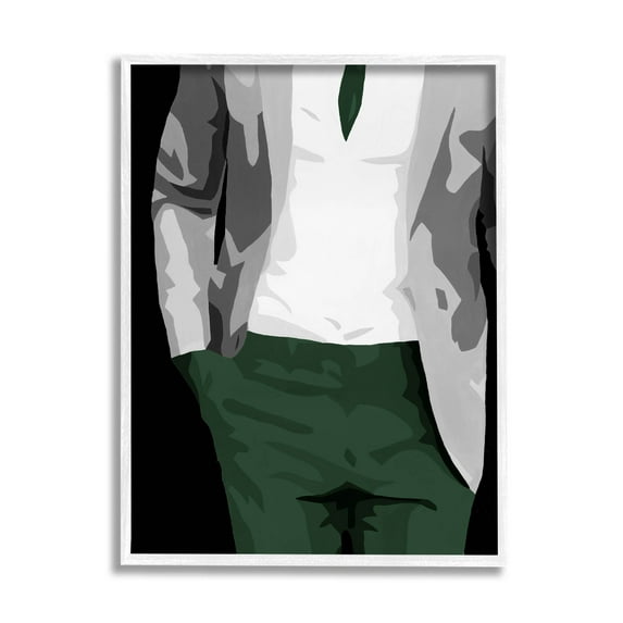 Stupell Industries Man In Suit Trendy Fashion Graphic Art White Framed Art Print Wall Art, Design by Beth Ann Lawson