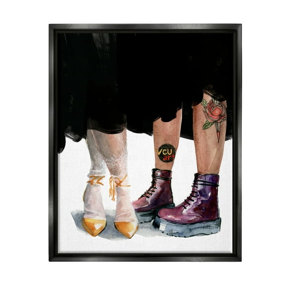 Stupell Industries Man & Woman Fashion Shoes Couple Beauty & Fashion Painting Black Floater Framed Art Print Wall Art