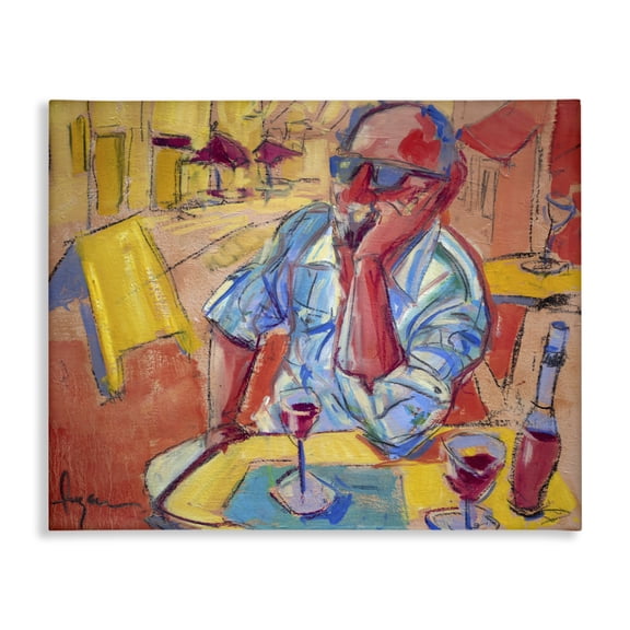 Stupell Industries Man with Wine Portrait People Painting Wrapped Canvas Art Print Wall Art, 40 x 30