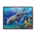 thumbnail image 1 of Stupell Industries Manatees & Fish Swimming Coastal Painting Black Framed Art Print Wall Art, 1 of 5