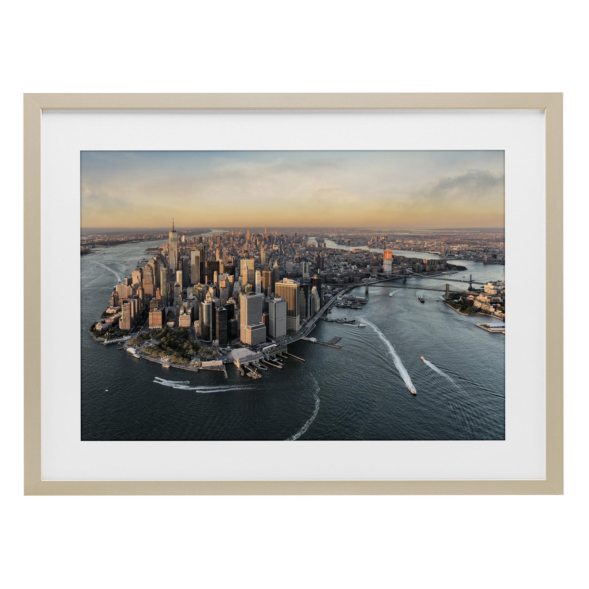 Stupell Industries Manhattan From Above Birch Framed Print Under Glass, design by Scott Stulberg
