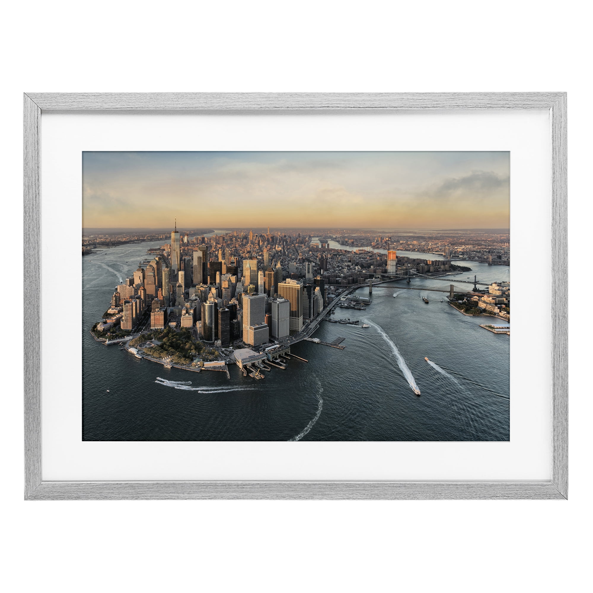 Stupell Industries Manhattan From Above Gray Framed Print Under Glass, design by Scott Stulberg