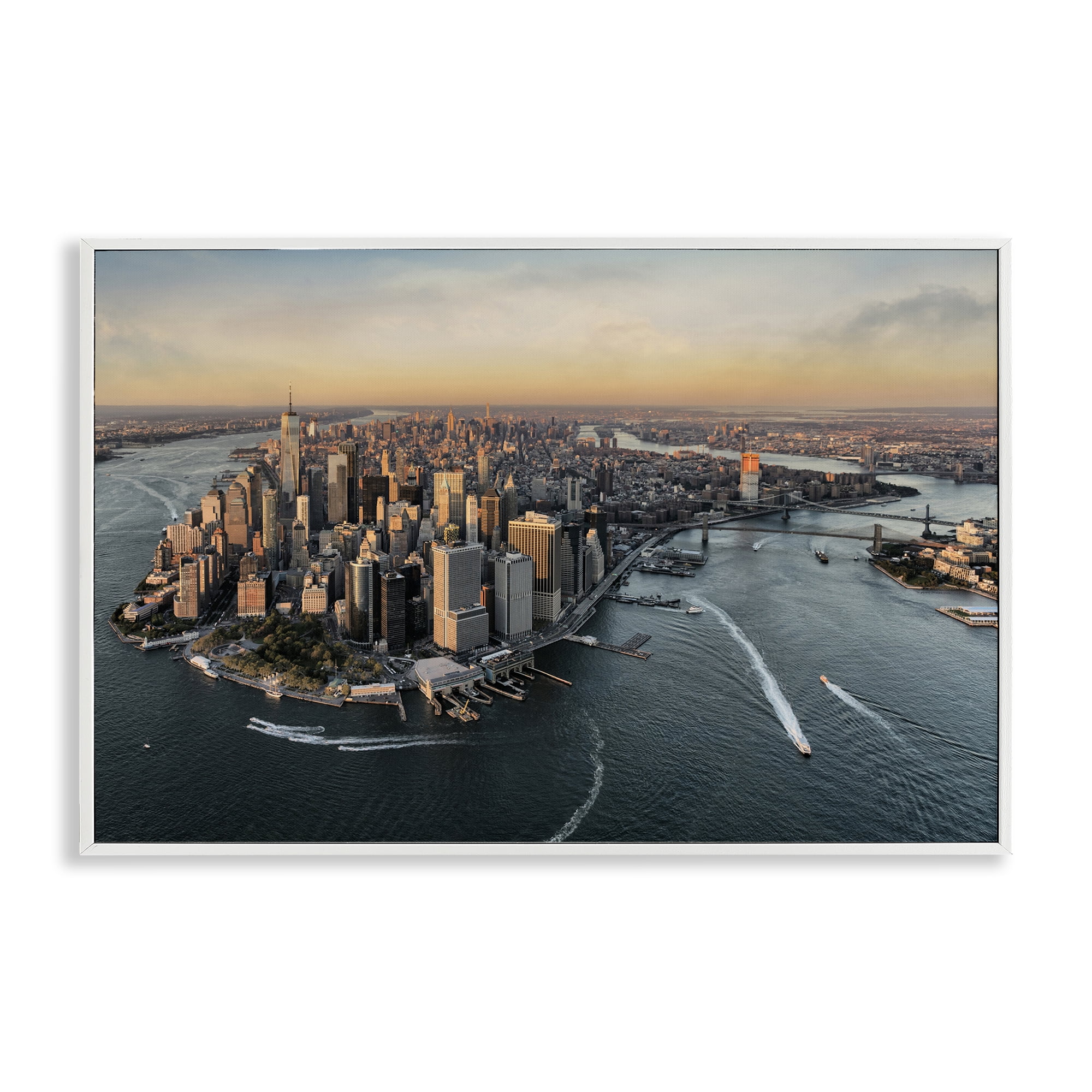 Stupell Industries Manhattan From Above White Framed Giclee Art, design by Scott Stulberg