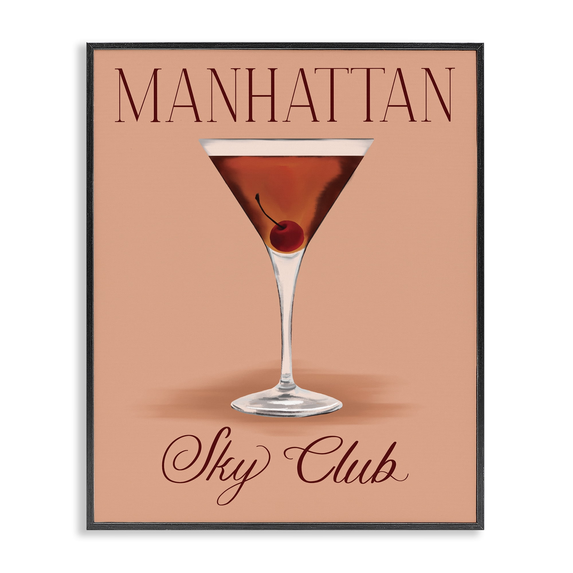 Stupell Industries Manhattan Sky Club Drink Food & Beverage Painting Black Framed Art Print Wall Art, 11 x 14