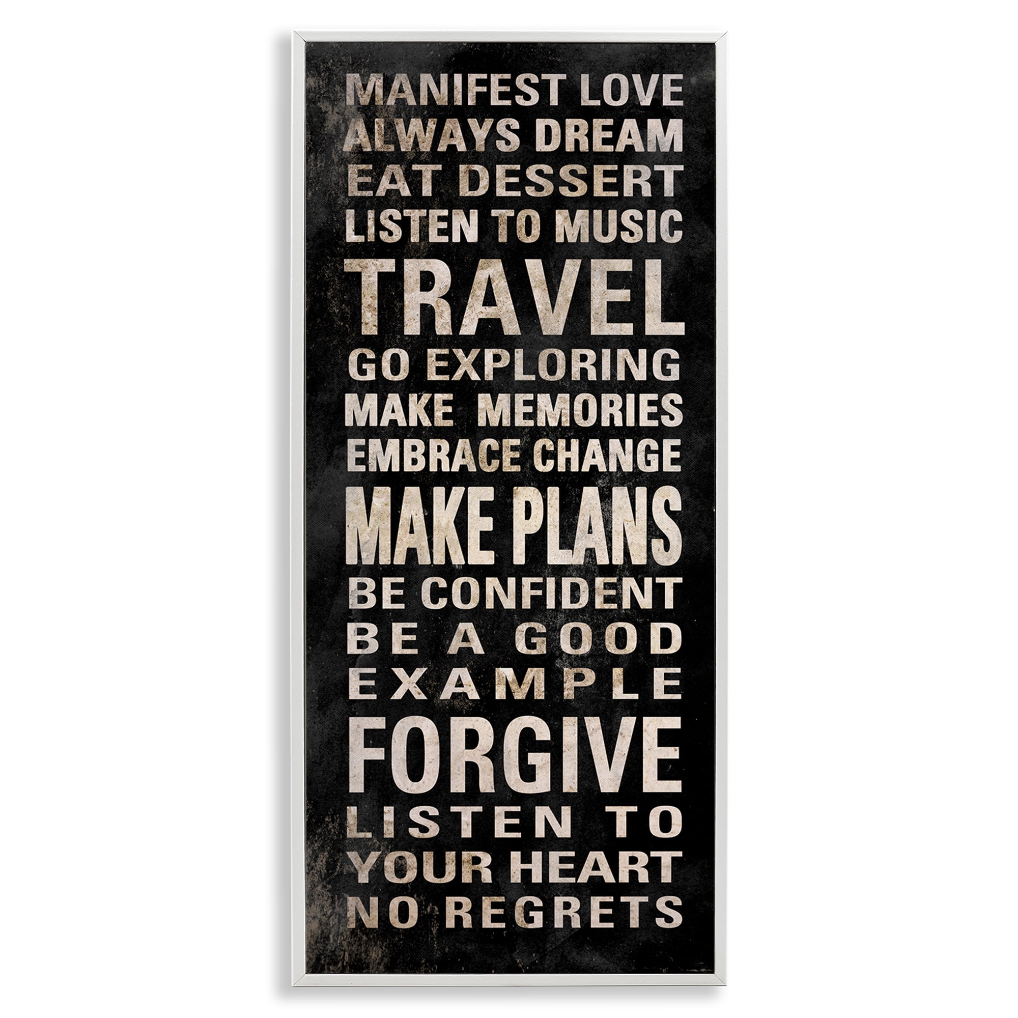 Stupell Industries Manifest Love Phrases Typography Painting White Framed Art Print Wall Art, 13 x 30