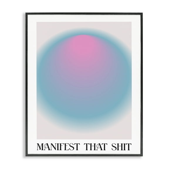 Stupell Industries Manifest Phrase with Ombre Text & Numbers Painting Black Framed Art Print Wall Art, 11 x 14