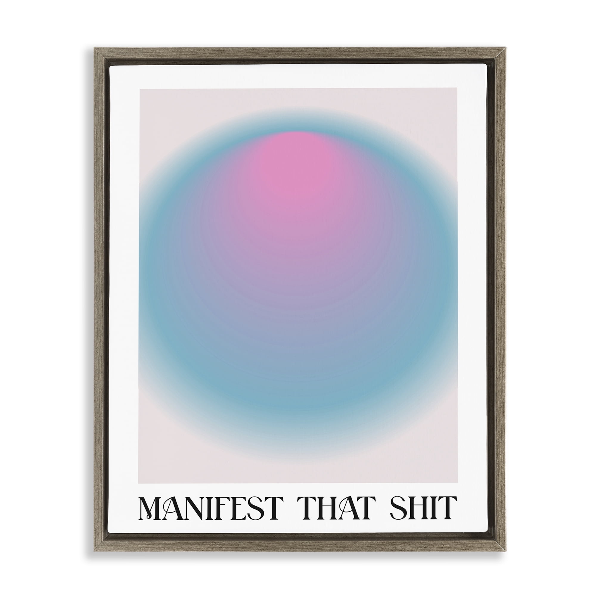 Stupell Industries Manifest Phrase with Ombre Text & Numbers Painting Brown Floater Framed Canvas Art Print Wall Art, 25 x 31