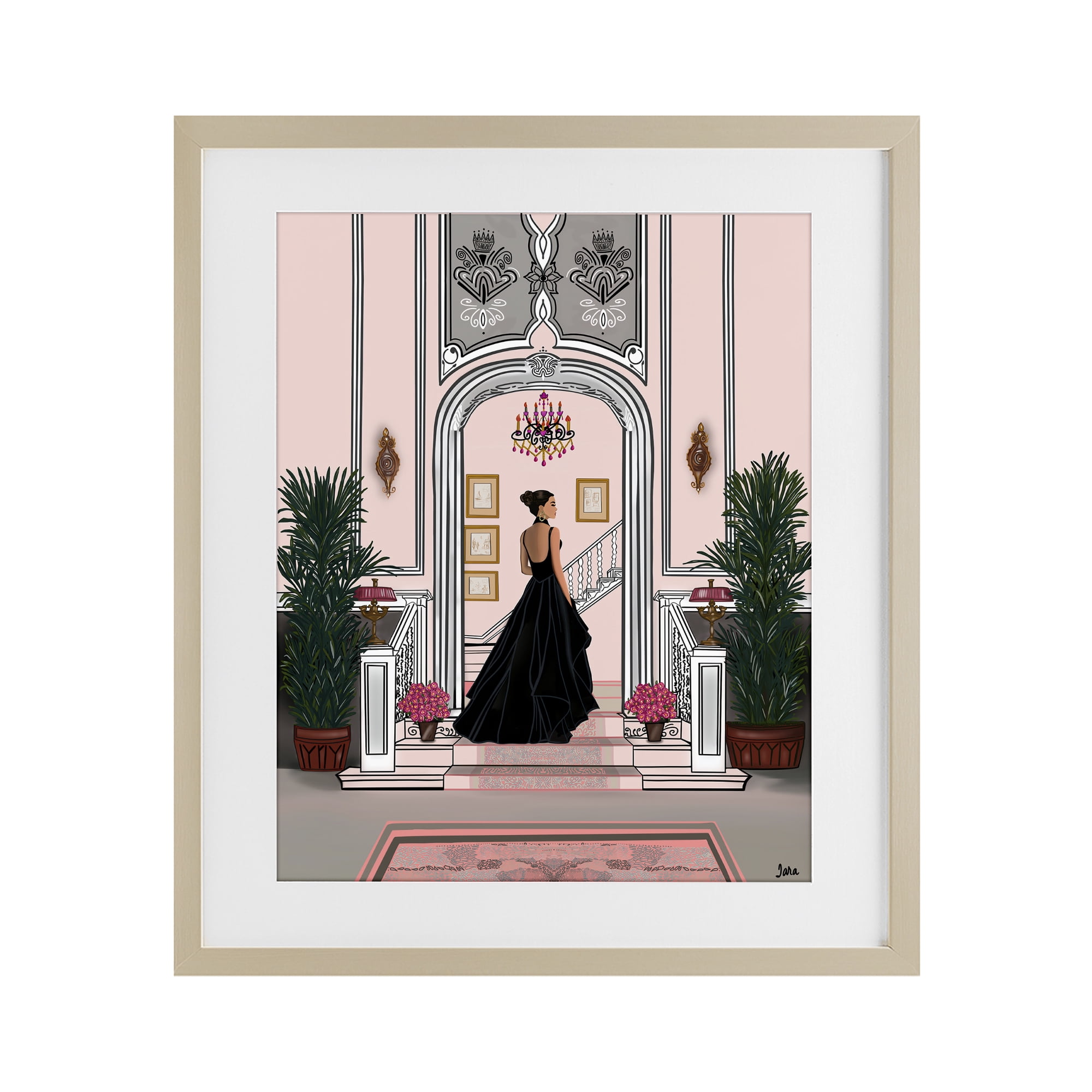 Stupell Industries Mansion Girl in Gown Birch Framed Print Under Glass, design by Tara Boone