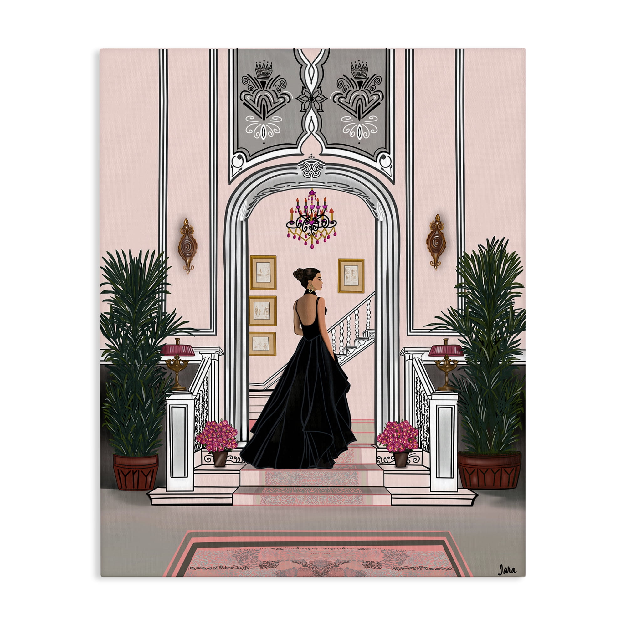 Stupell Industries Mansion Girl in Gown Canvas Wall Art, design by Tara Boone