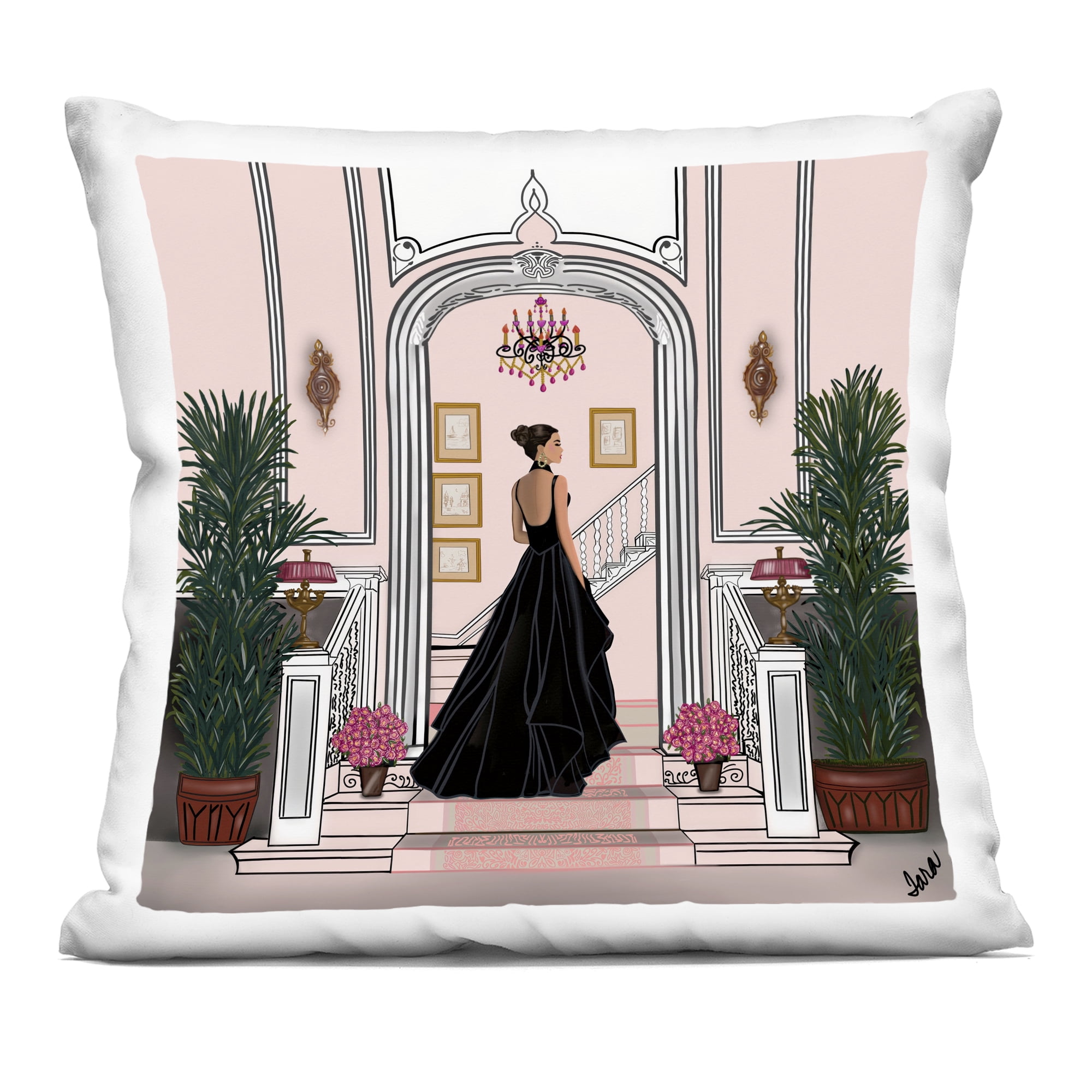 Stupell Industries Mansion Girl in Gown Decorative Printed Throw Pillow, design by Tara Boone, 18 x 7 x 18