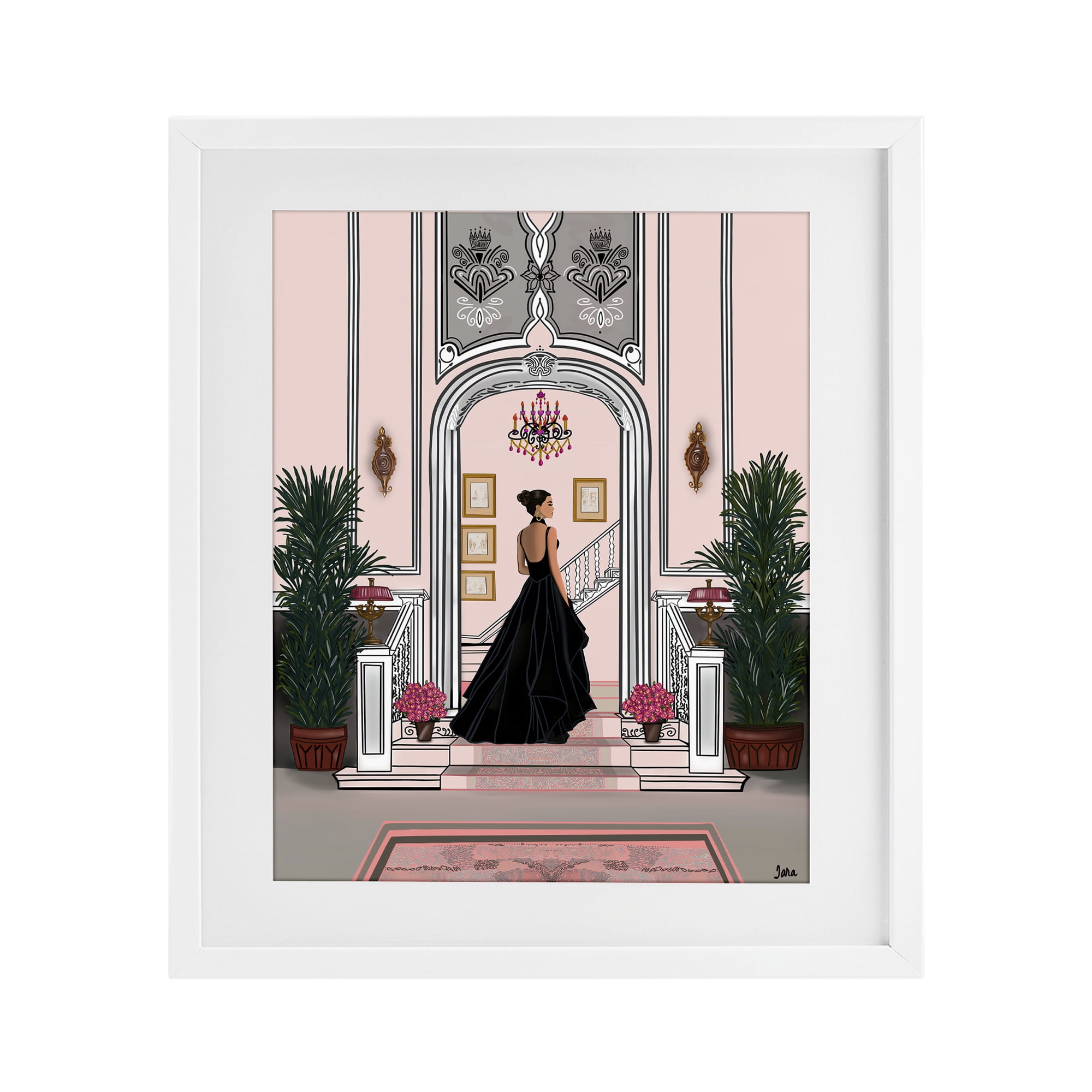 Stupell Industries Mansion Girl in Gown White Framed Print Under Glass, design by Tara Boone