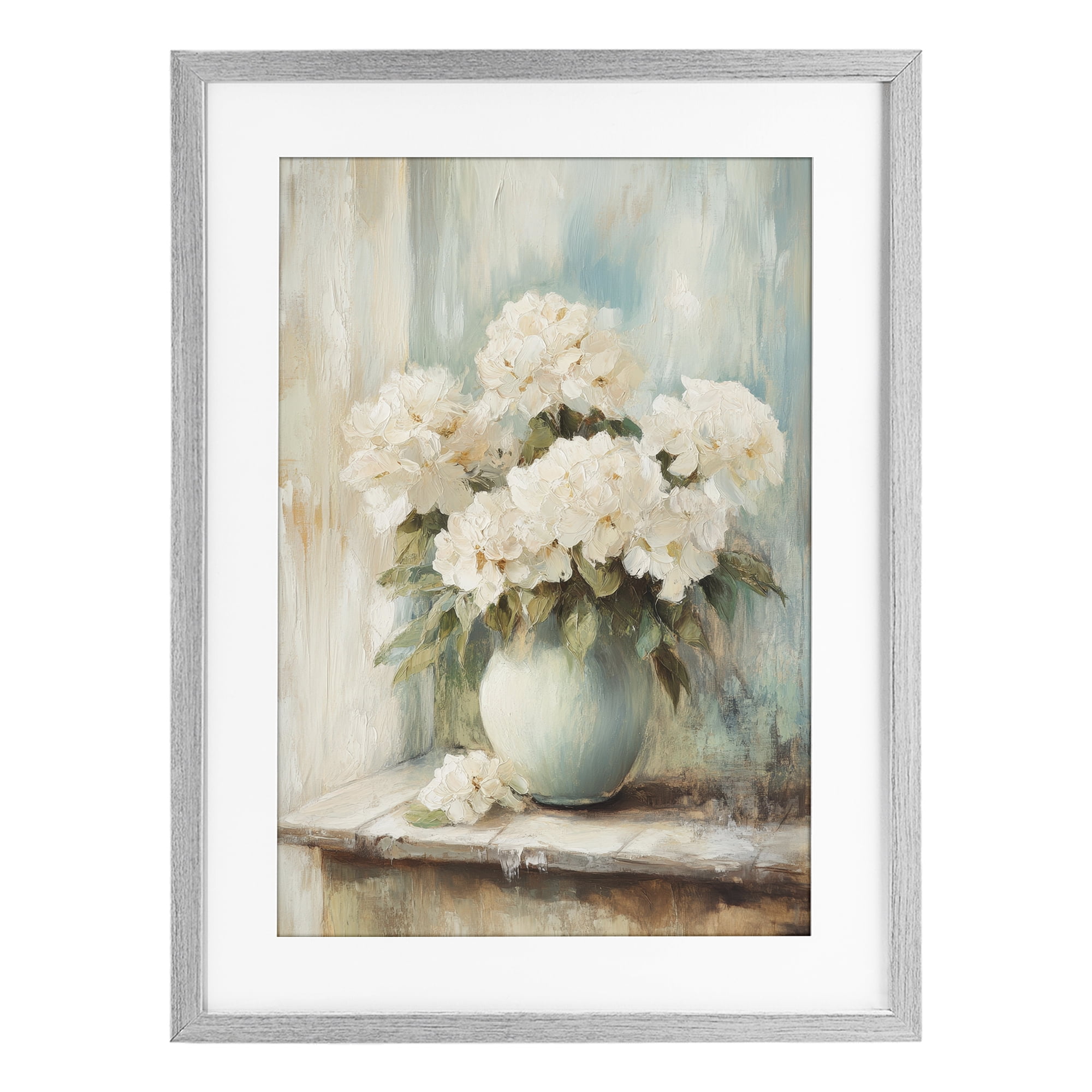 Stupell Industries Mantle Arrangement of Soft Blossoms Gray Framed Print Under Glass, design by Petal Prints Design