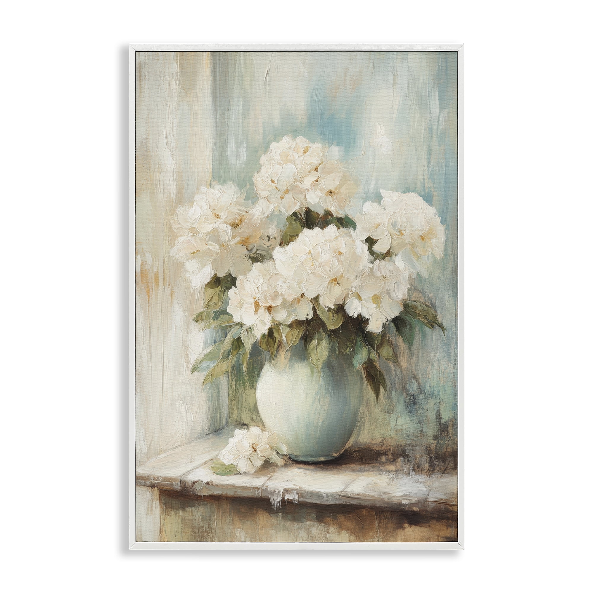 Stupell Industries Mantle Arrangement of Soft Blossoms White Framed Giclee Art, design by Petal Prints Design