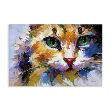 Stupell Industries Manx Cat Gaze Animals & Insects Painting Gallery Wrapped Canvas Art Print Wall Art, 24 x 16