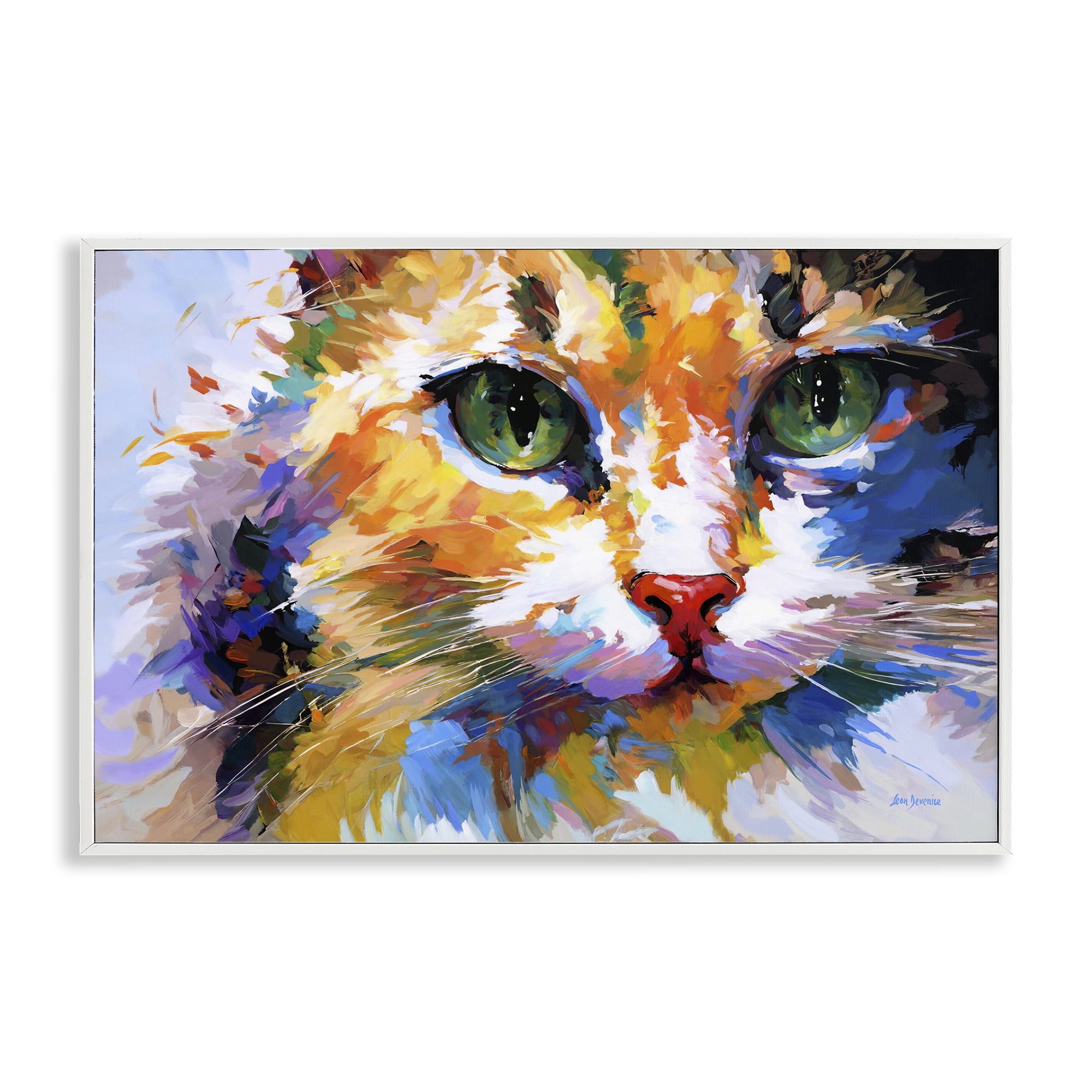 Stupell Industries Manx Cat Gaze Animals & Insects Painting White Framed Art Print Wall Art, 30 x 20