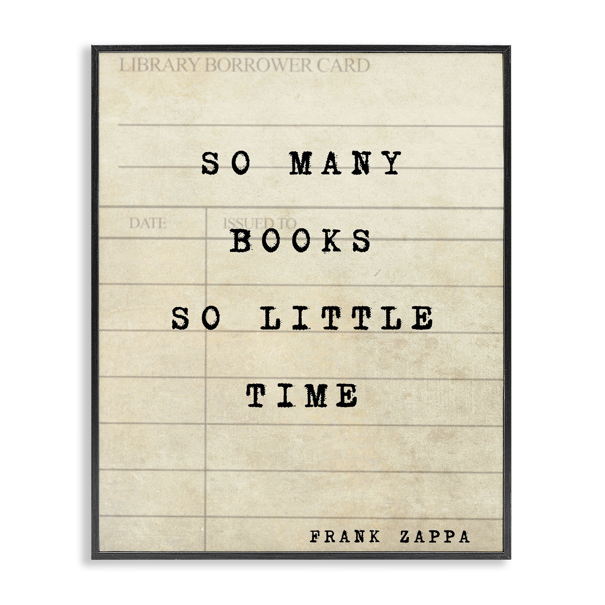 Stupell Industries Many Books & Little Time Black Framed Giclee Art, design by Julia Frost