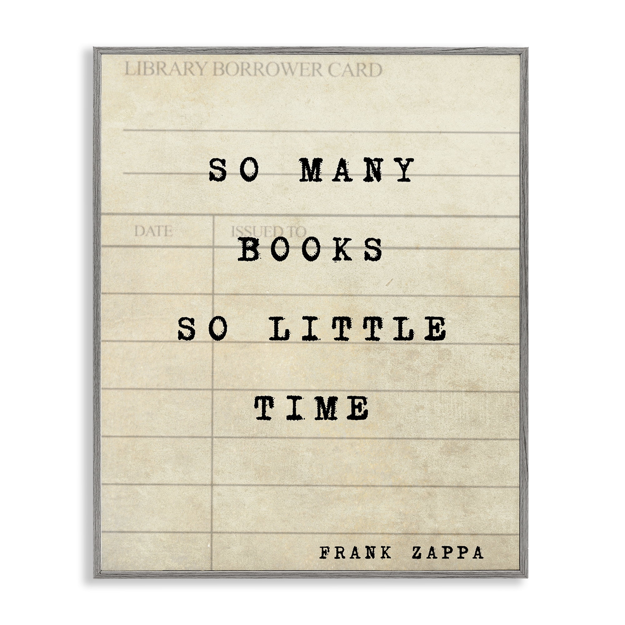 Stupell Industries Many Books & Little Time Gray Framed Giclee Art, design by Julia Frost