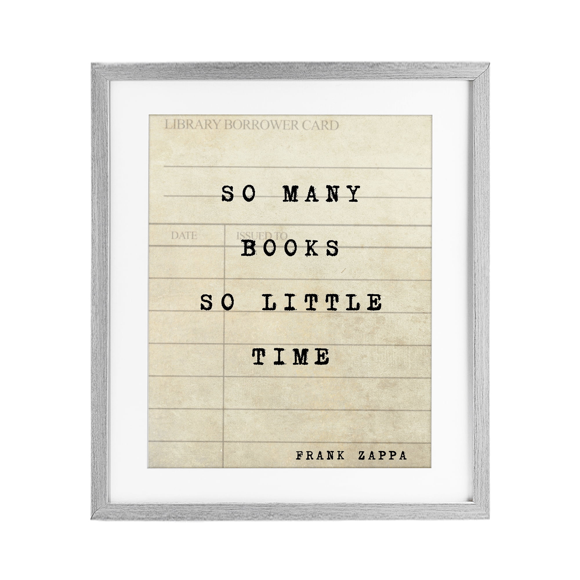 Stupell Industries Many Books & Little Time Gray Framed Print Under Glass, design by Julia Frost