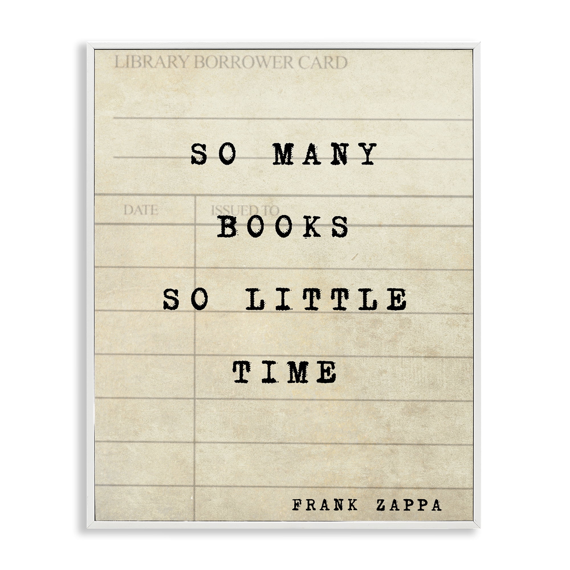 Stupell Industries Many Books & Little Time White Framed Giclee Art, design by Julia Frost