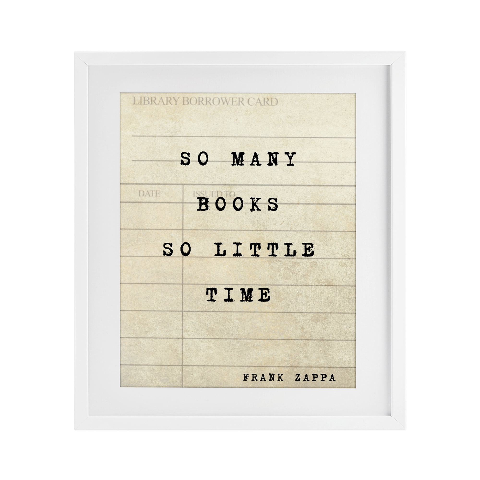 Stupell Industries Many Books & Little Time White Framed Print Under Glass, design by Julia Frost