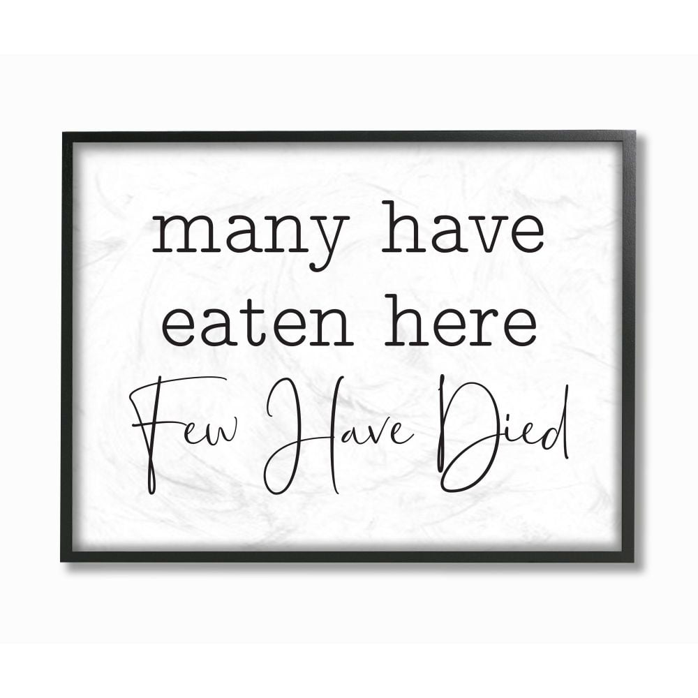Stupell Industries Many Have Eaten Here Funny Family Kitchen Black And White Word Design Framed Wall Art by Lettered and Lined
