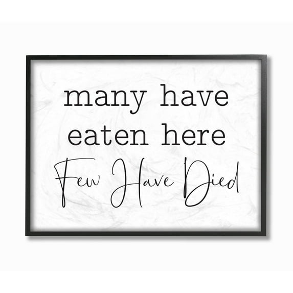 Stupell Industries Many Have Eaten Here Funny Family Kitchen Black And White Word Design Framed Wall Art by Lettered and Lined